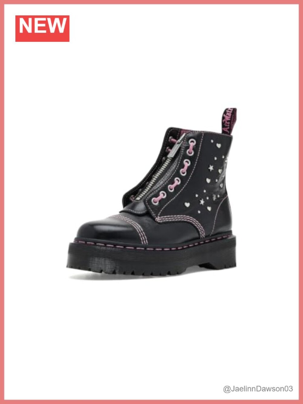 Dr. Martens Sinclair Hearts Stars Ankle Boot Platform Leather Lace Up